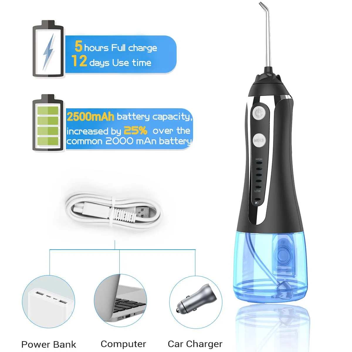 AG Portable Oral Irrigator Usb Rechargeable Water Flosser De