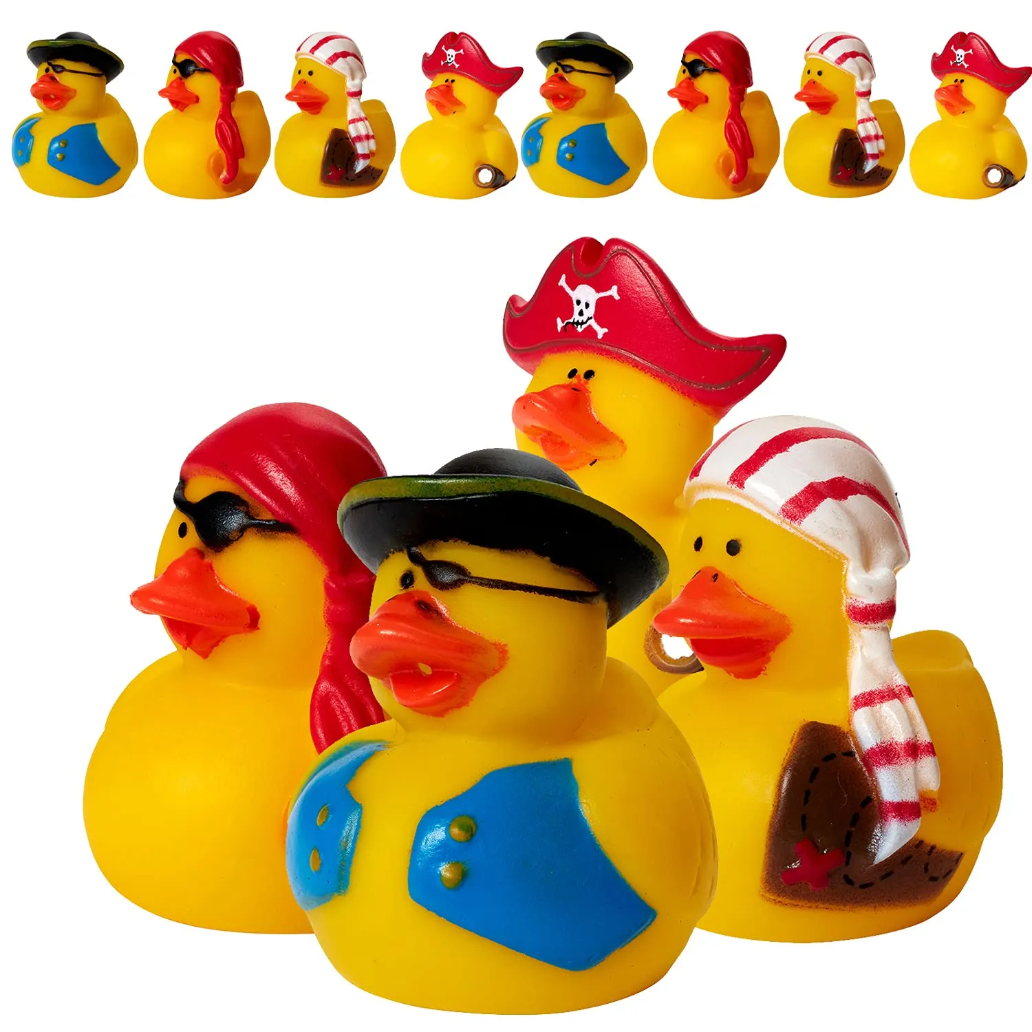 Kicko Mini Pirate Rubber Duckies for Party Favors and Bath Time - 2 Inches, 12