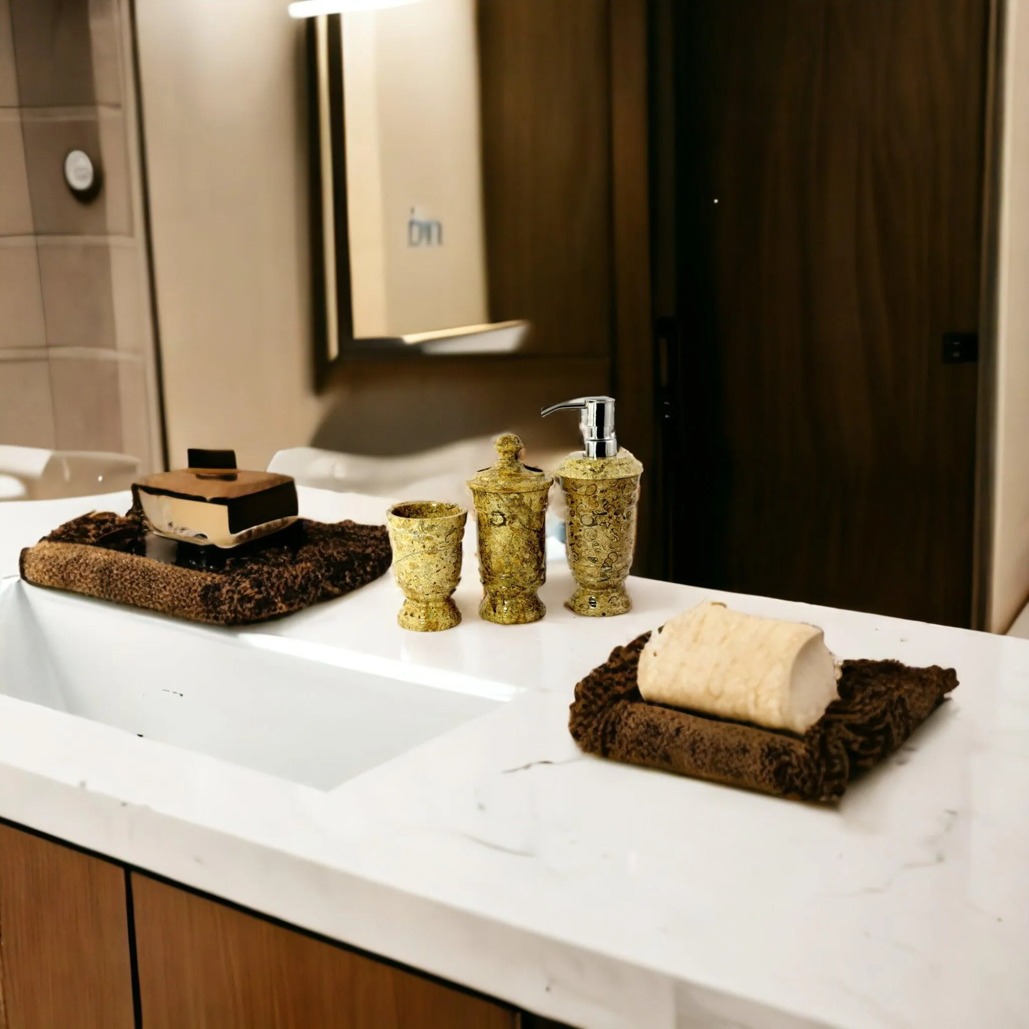 Luxury Bathroom Set in Fossil Stone - 3 Piece Bathroom Set