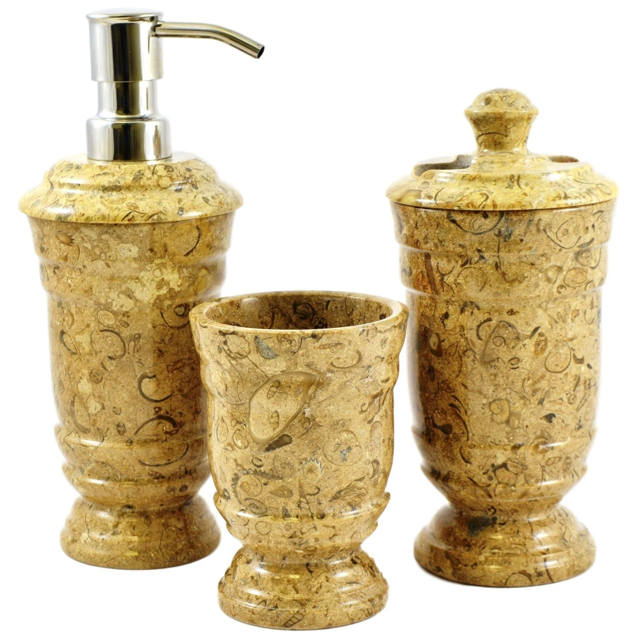 Luxury Bathroom Set in Fossil Stone - 3 Piece Bathroom Set