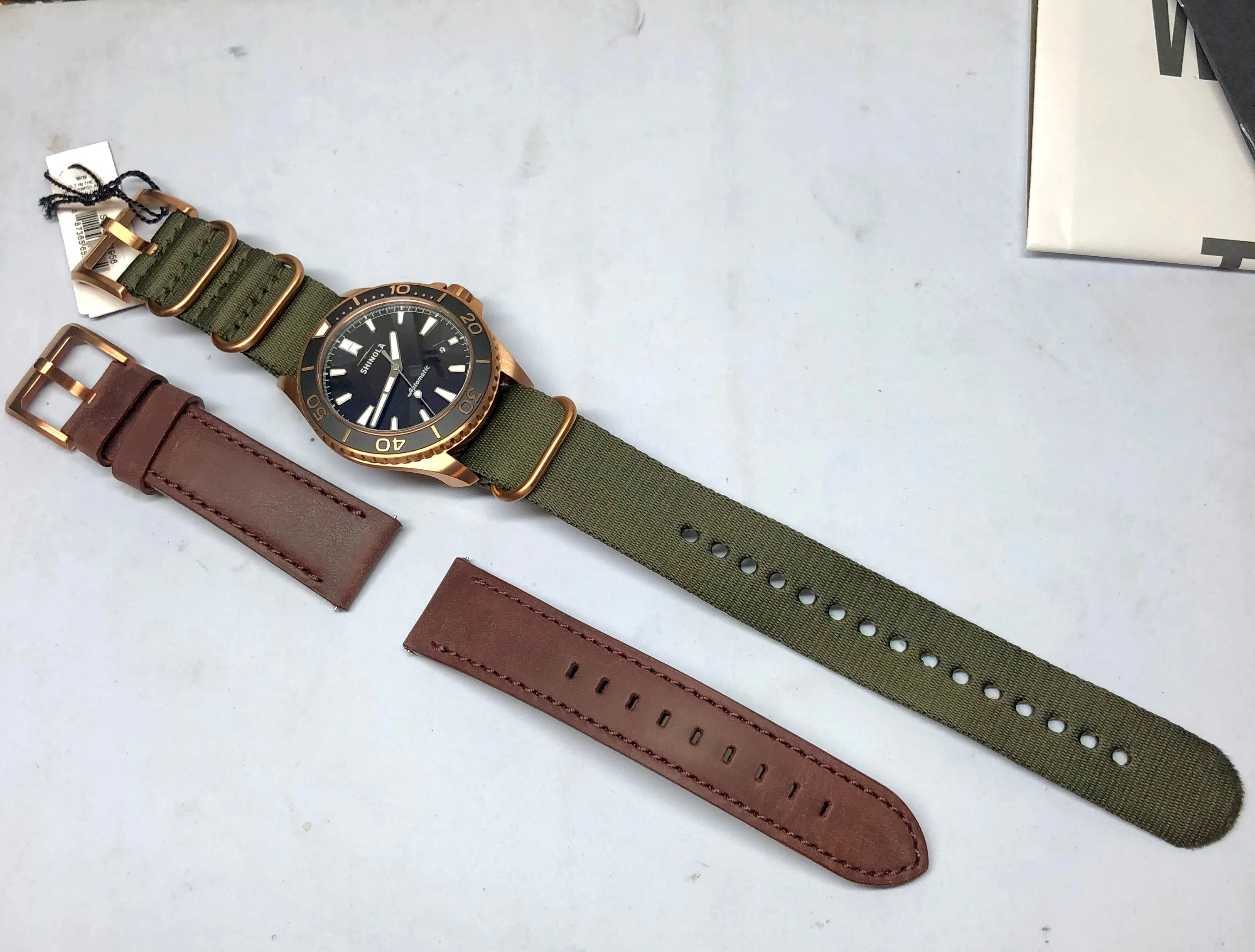 Shinola Bronze Monster Automatic 43mm Limited Gift Set Rumrunner Prohibition Watch